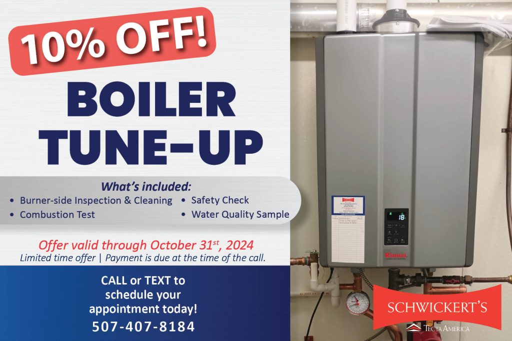 schwickert's residential promotion information on 10% off a boiler tune-up