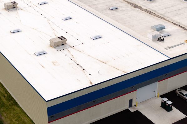 corner of TPO roof on industrial building