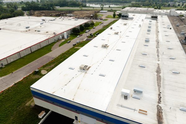 aerial view of industrial building