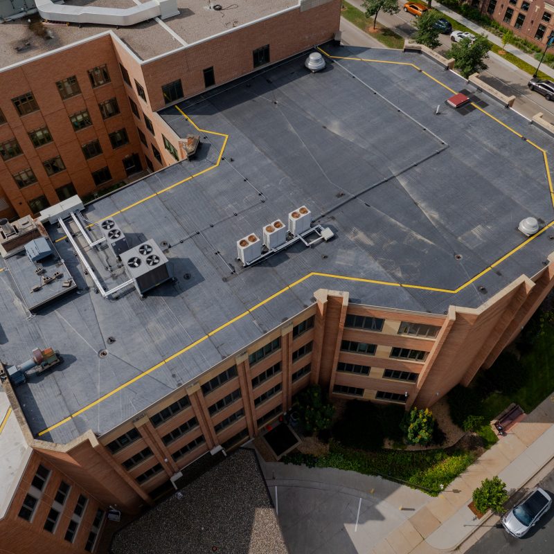 aerial view of health care building