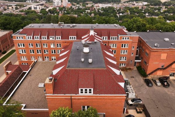 drone shot of Bethany Lutheran College with EPDM roof