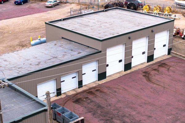 aerial view of government building's wall panels and roof