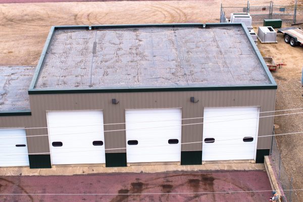 aerial view of one government building's wall panels and roof